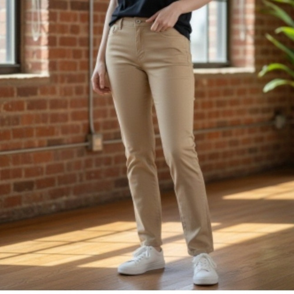 Theory Women's Khaki Straight Leg Pants |‎ Classic Work Trousers | Size 12